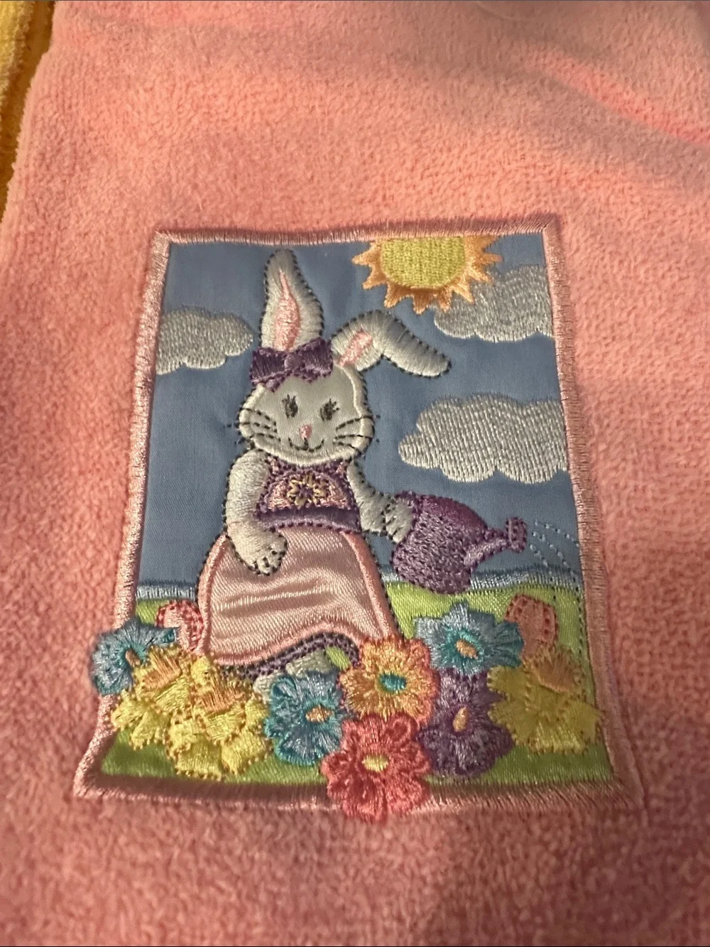Easter Bunny Embroidered Kitchen Towels - Pastel Blue, Yellow, Pink - Unbranded